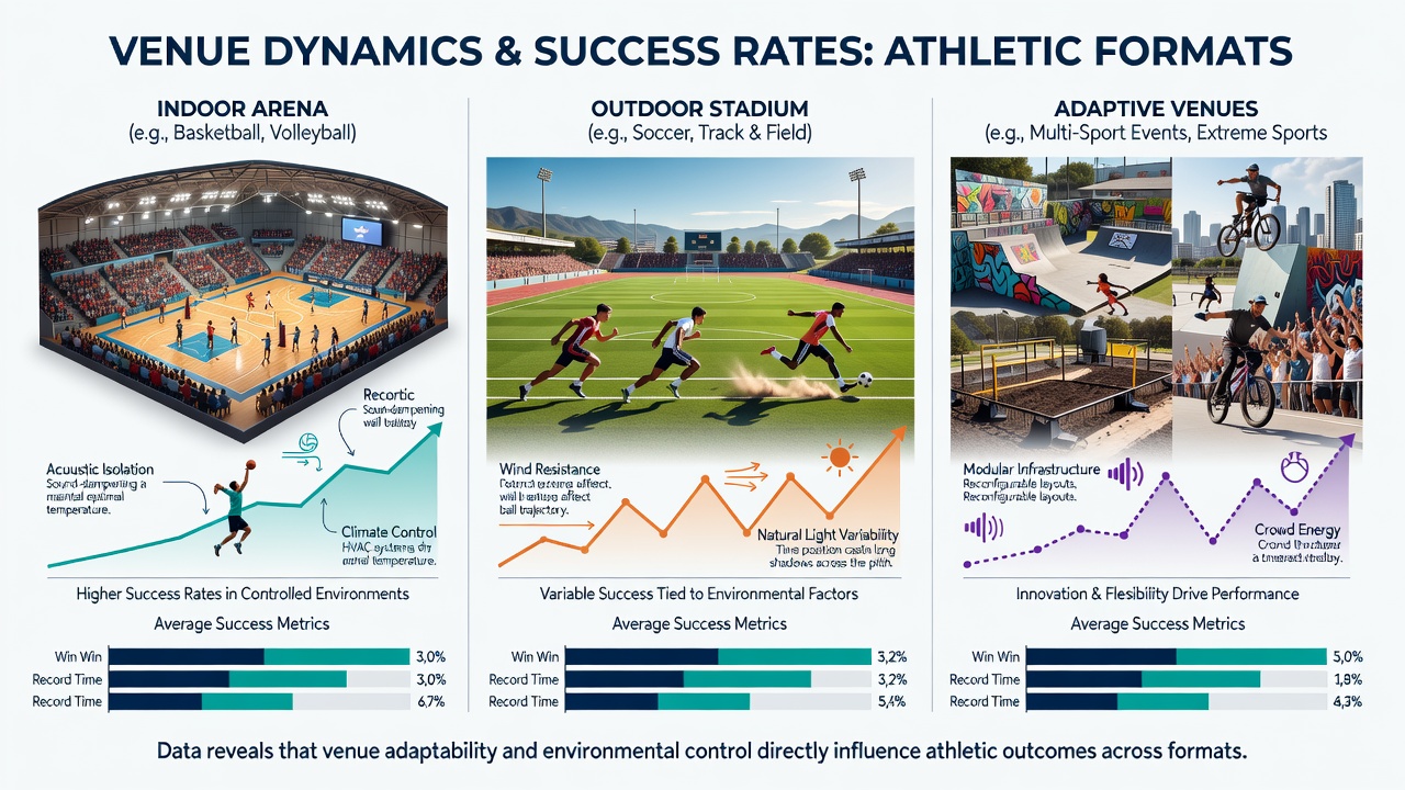 Outdoor athletic track with environmental elements affecting runner performance